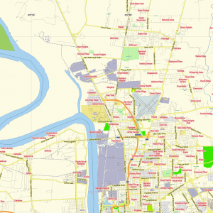 Baton Rouge New Orleans Louisiana US printable editable PDF layered Vector Map