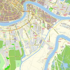 Baton Rouge New Orleans Louisiana US printable editable PDF layered Vector Map