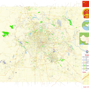 Beijing China (english) printable editable PDF layered Vector Map