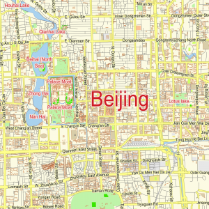 Beijing China (english) printable editable PDF layered Vector Map