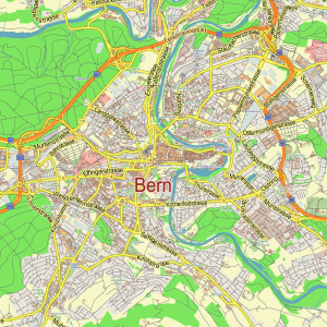 Bern Switzerland printable editable layered PDF Vector Map