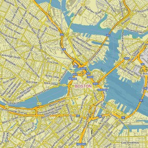 Boston Massachusetts retro US printable editable layered PDF Vector Map