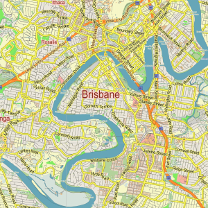 Brisbane Australia printable editable layered PDF Vector Map