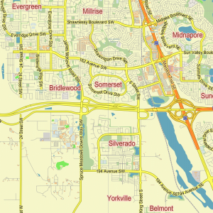 Calgary Alberta Canada printable editable layered PDF Vector Map