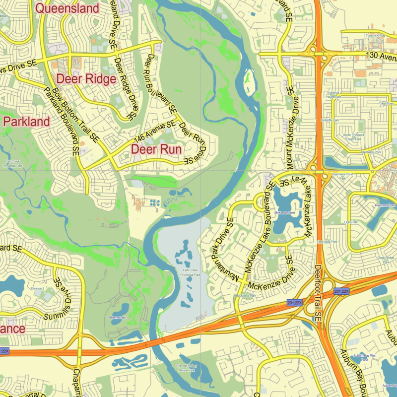 Calgary Alberta Canada printable editable layered PDF Vector Map – Maps ...