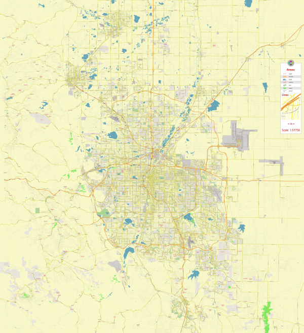Denver Boulder Colorado US printable editable layered PDF Vector Map