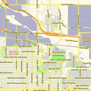 Denver Colorado US printable editable layered PDF Vector Map