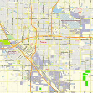 Fresno California US printable editable layered PDF Vector Map