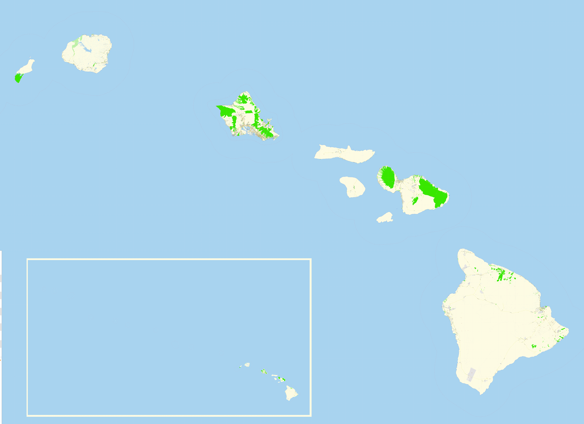 Hawaii Islands US printable editable layered PDF Vector Map