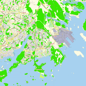 Helsinki Finland printable editable layered PDF Vector Map