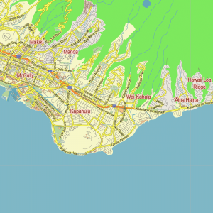 Honolulu Hawaii US printable editable layered PDF Vector Map
