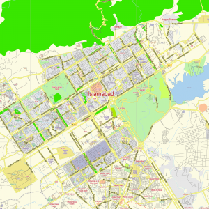 Islamabad Rawalpindi Pakistan printable editable layered PDF Vector Map