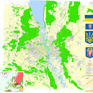 Kiev Ukraine English printable editable layered PDF Vector Map