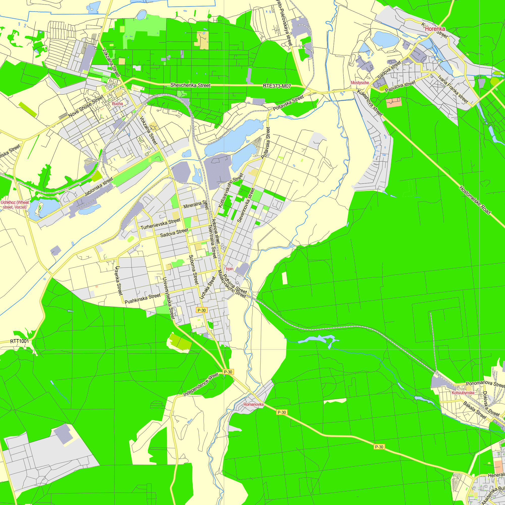 Kiev Ukraine English printable editable layered PDF Vector Map