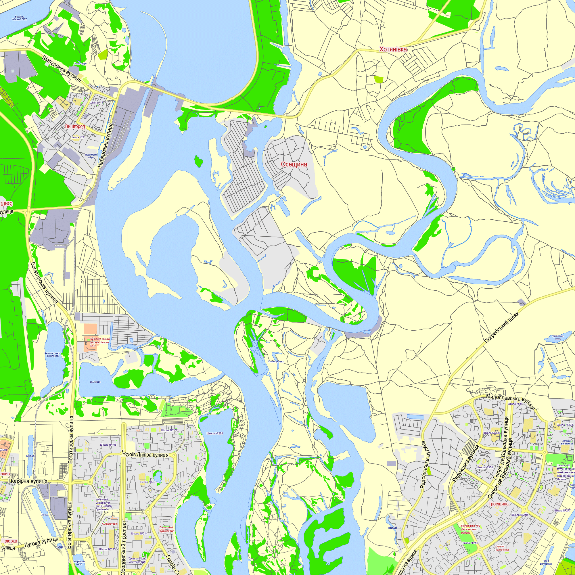 Kiev Ukraine Ukrainian printable editable layered PDF Vector Map