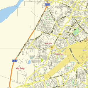 Lahore Pakistan printable editable layered PDF Vector Map