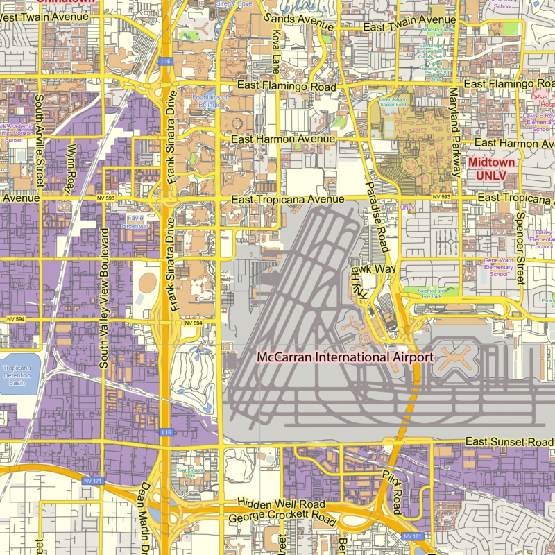 Las Vegas Nevada US printable editable layered PDF Vector Map