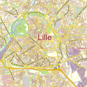 Lille France printable editable layered PDF Vector Map
