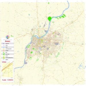 Louisville Kentucky US printable editable layered PDF Vector Map
