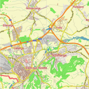 Luxembourg City Metro printable editable layered PDF Vector Map