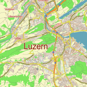 Luzern Switzerland printable editable layered PDF Vector Map