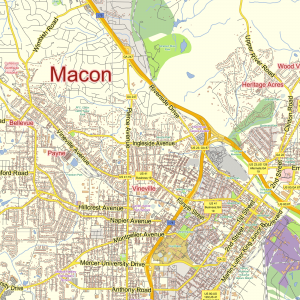 Macon Georgia US printable editable layered PDF Vector Map