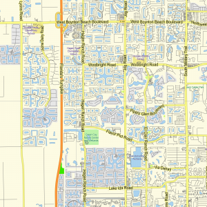 Delray Beach Florida US printable editable layered PDF Vector Map