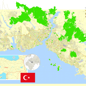 Istanbul Turkey printable editable layered PDF Vector Map