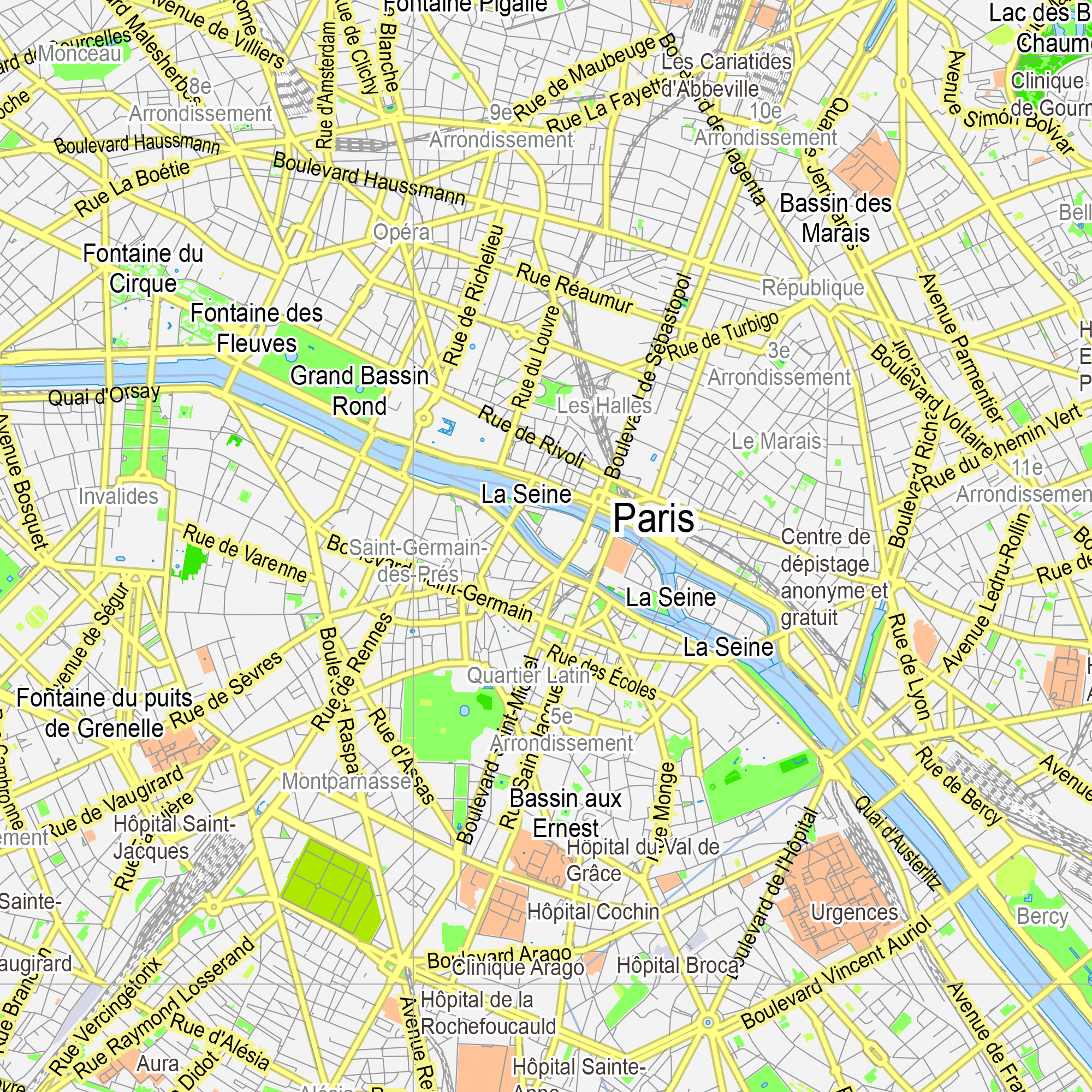 Paris France editable layered PDF Vector Map