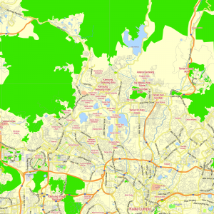 Kuala Lumpur Malaysia printable editable layered PDF Vector Map