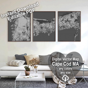 Martha's Vineyard Cape Cod Massachusetts US printable editable layered PDF Vector Map