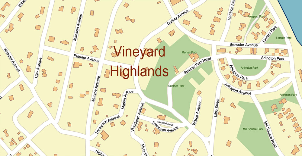 Martha's Vineyard Massachusetts US Map Vector Exact High Detailed City Plan editable Adobe Illustrator Street Map in layers