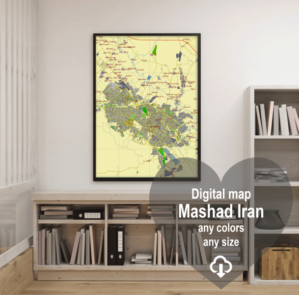 Mashhad Iran printable editable layered PDF Vector Map