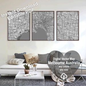 Melbourne Australia printable editable layered PDF Vector Map