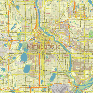 Minneapolis Saint Paul Minnesota US editable layered PDF Vector Map