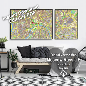 Moscow Russia (English) editable layered PDF Vector Map
