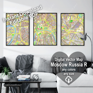 Moscow Russia (Russian) editable layered PDF Vector Map