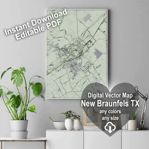 New Braunfels Texas US editable layered PDF Vector Map