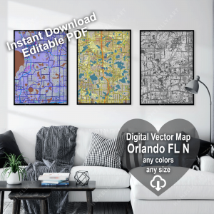 Orlando Florida US editable layered PDF Vector Map North Part