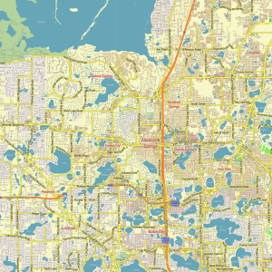 Orlando Florida US editable layered PDF Vector Map North Part