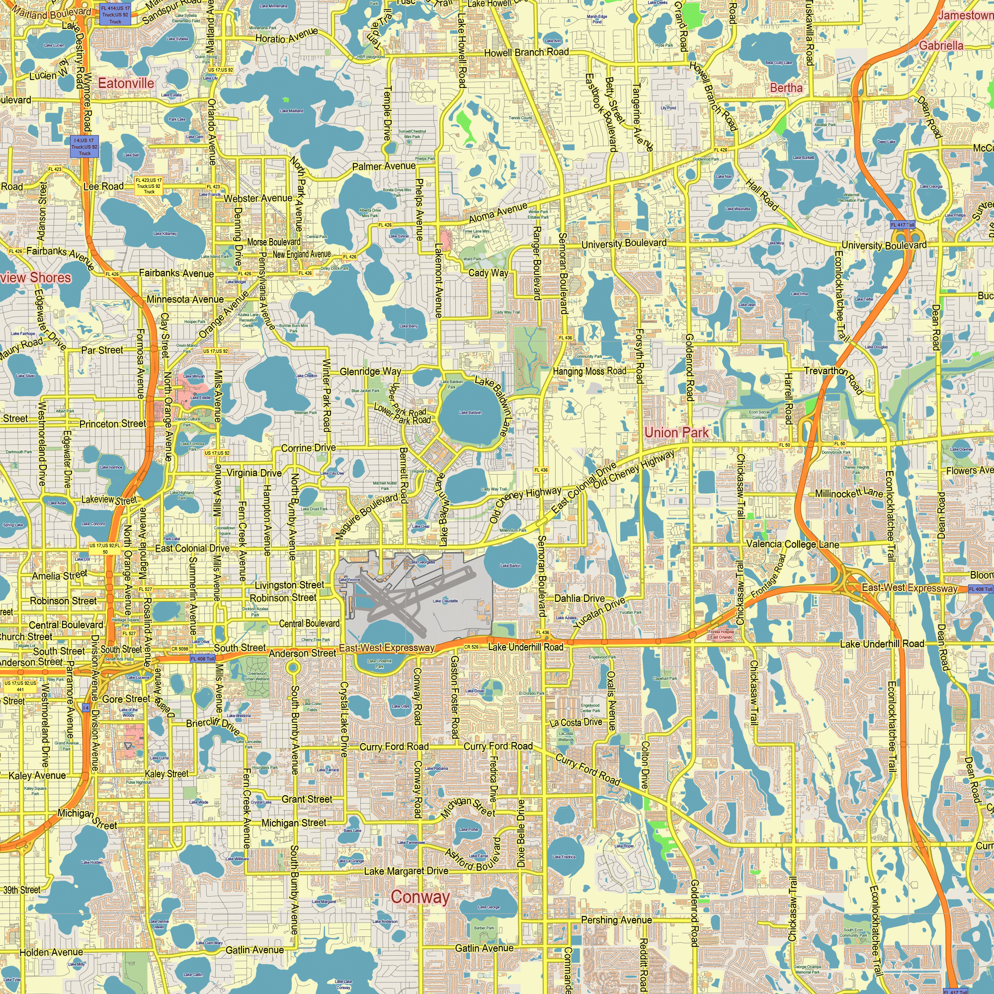 Orlando Florida US editable layered PDF Vector Map