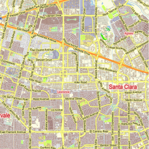 Palo Alto Mountain View California US editable layered PDF Vector Map