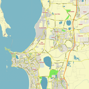 Perth Australia editable layered PDF Vector Map
