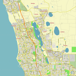 Perth Australia editable layered PDF Vector Map