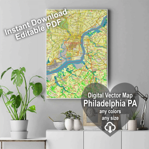 Philadelphia Pennsylvania US editable layered PDF Vector Map
