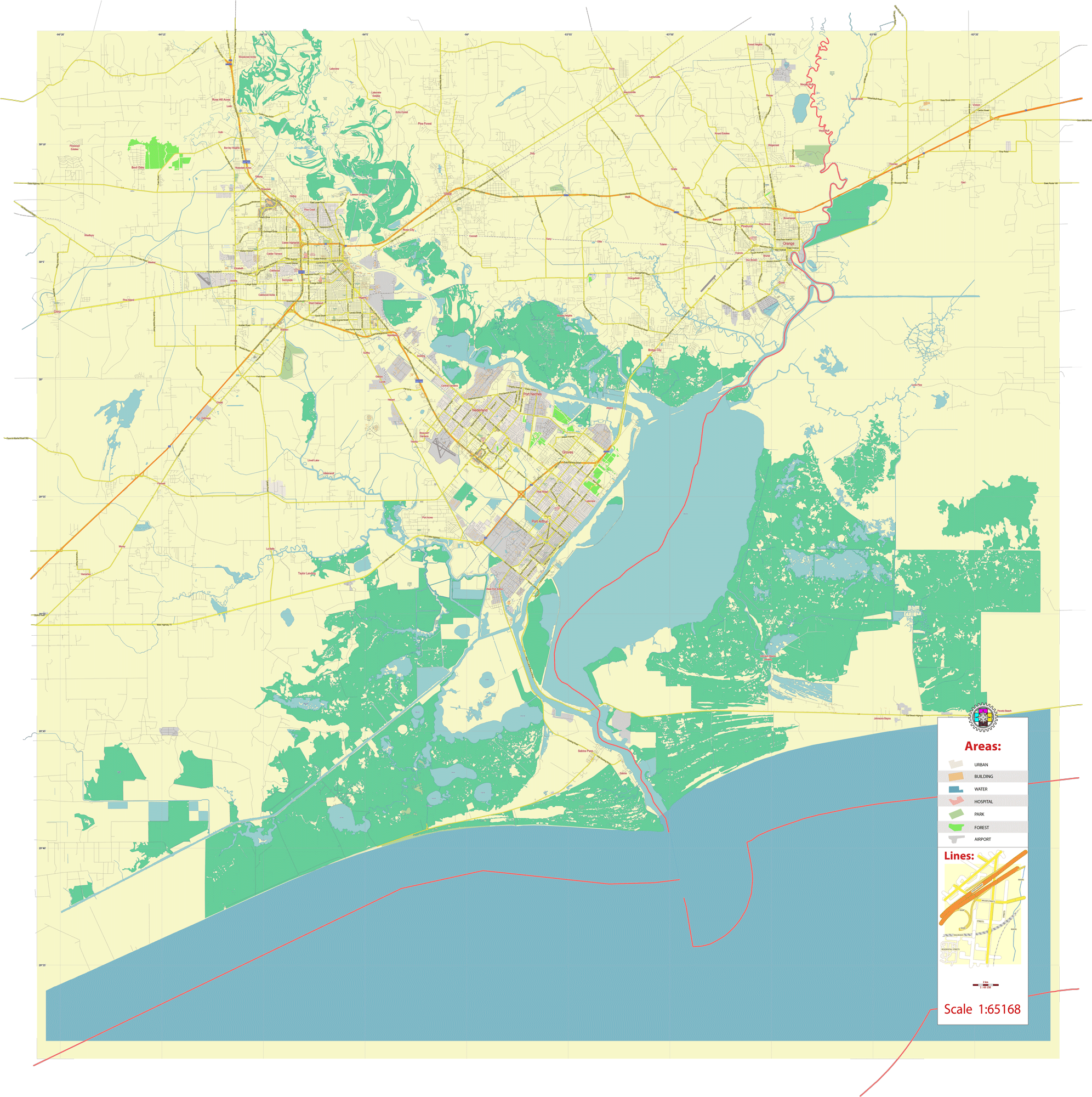 Port Arthur Zip Code Map United States Map