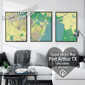 Port Arthur Texas US editable layered PDF Vector Map