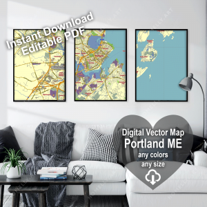 Portland Maine US editable layered PDF Vector Map