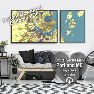 Portland Maine US editable layered PDF Vector Map