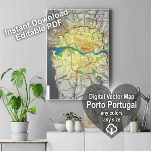 Porto Portugal editable layered PDF Vector Map